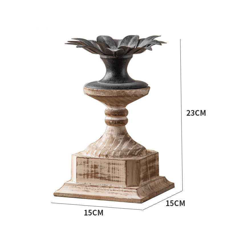 Olivenorma Distressed Wooden Wax Table Decoration Candle Holder - 23cm*15cm*15cm - image 3