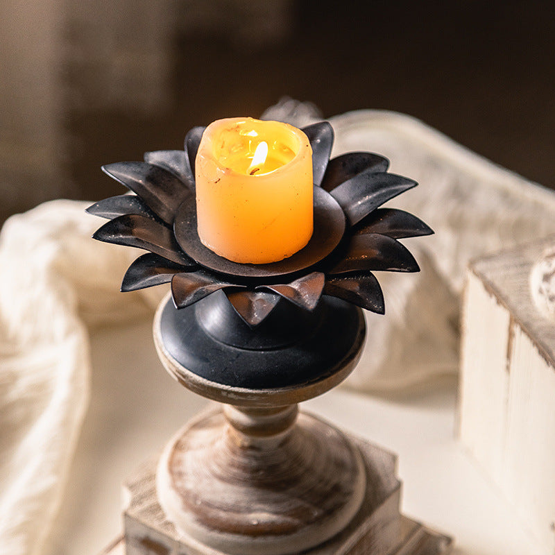 Olivenorma Distressed Wooden Wax Table Decoration Candle Holder - image 5