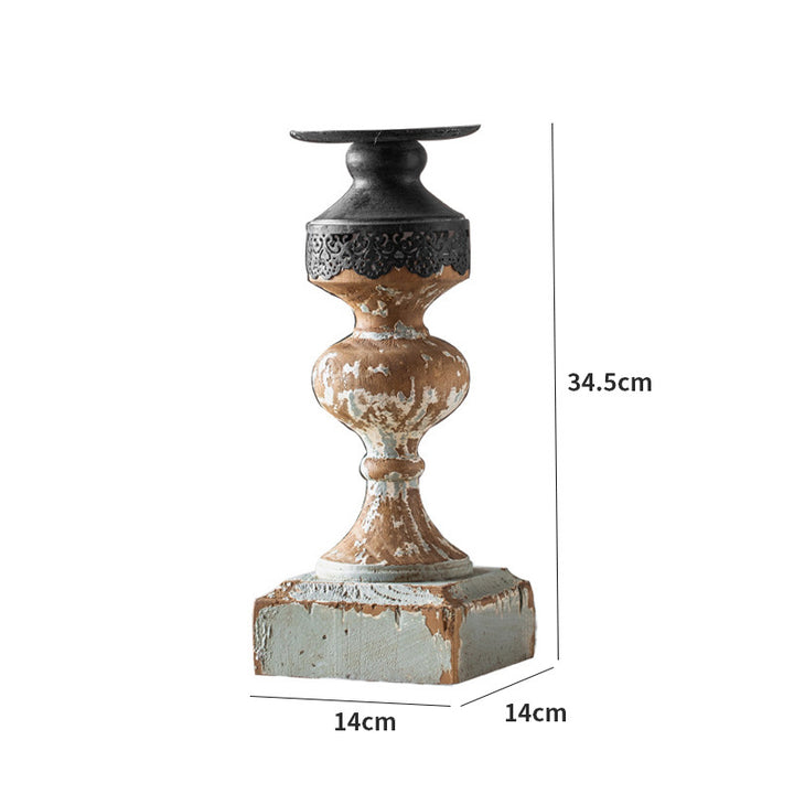 Olivenorma Distressed Wooden Wax Table Decoration Candle Holder - 34.5cm*14cm*14cm - image 2