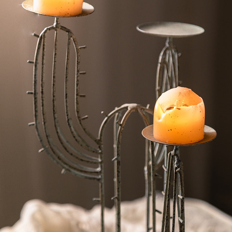Olivenorma Cactus Wrought Iron Table Decoration Candle Holder - image 3