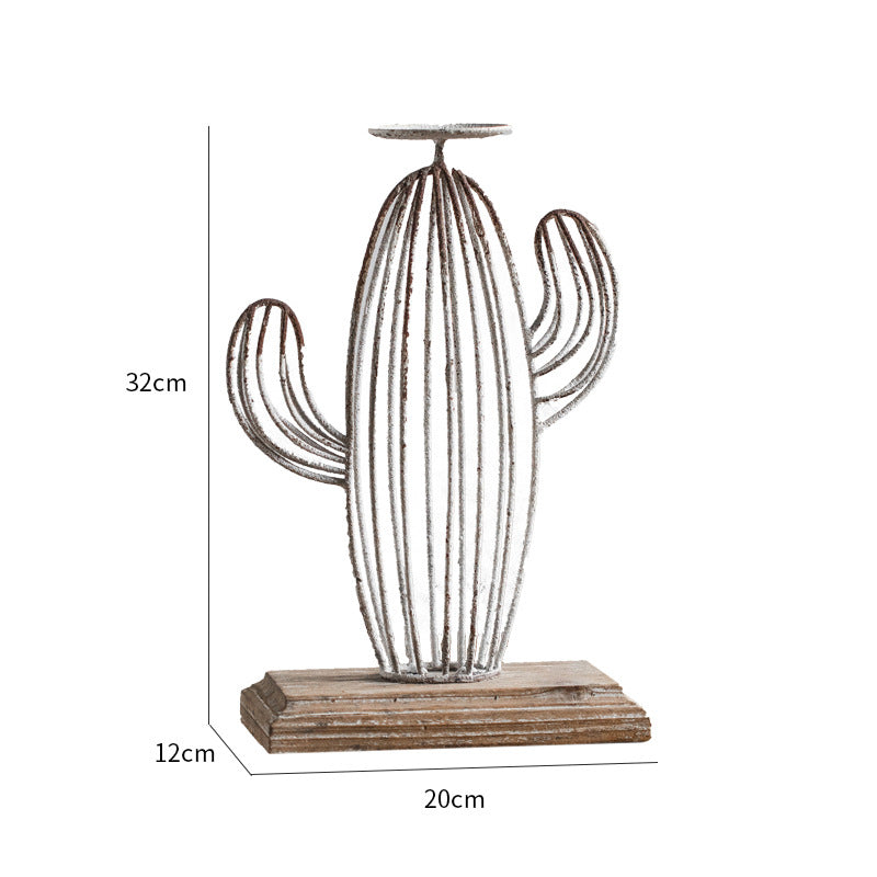 Olivenorma Cactus Wrought Iron Table Decoration Candle Holder - Small Size: 32cm*12cm*20cm - image 2