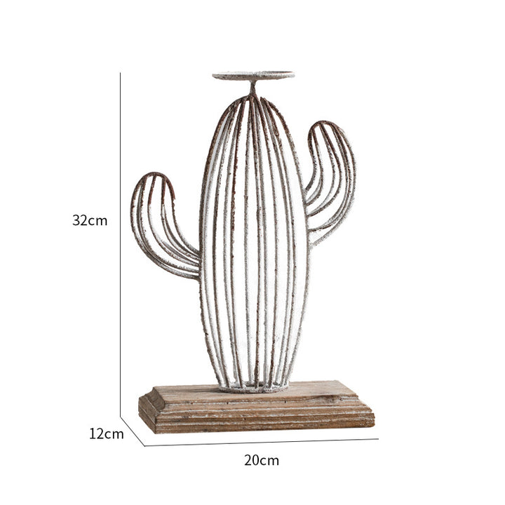 Olivenorma Cactus Wrought Iron Table Decoration Candle Holder - Small Size: 32cm*12cm*20cm - image 2