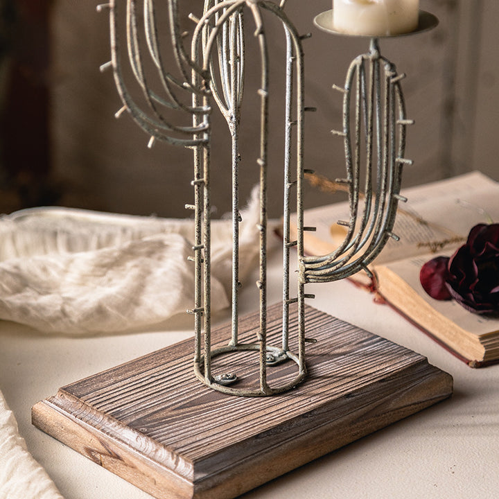 Olivenorma Cactus Wrought Iron Table Decoration Candle Holder - image 4