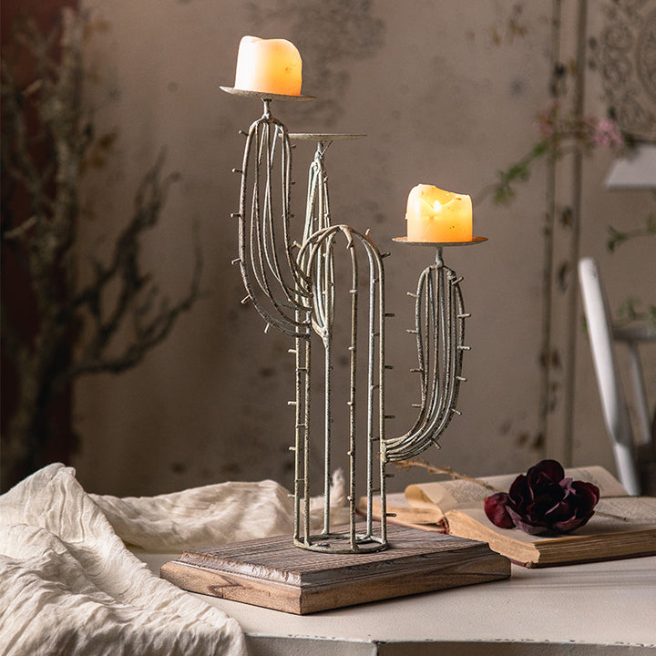 Olivenorma Cactus Wrought Iron Table Decoration Candle Holder - image 0