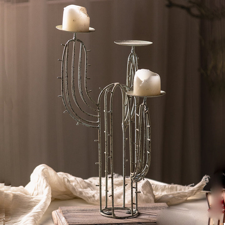 Olivenorma Cactus Wrought Iron Table Decoration Candle Holder - image 6