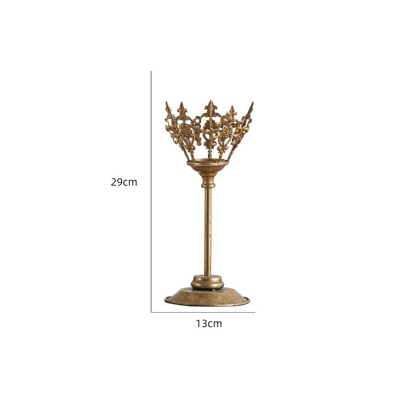 Olivenorma Retro European Palace Style Iron Art Candle Holder - Small: 29cm*13cm - image 5