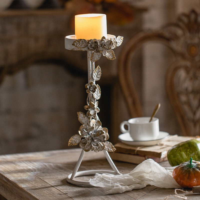Olivenorma Retro Iron Antique Flower Decorative Candle Holder - image 0