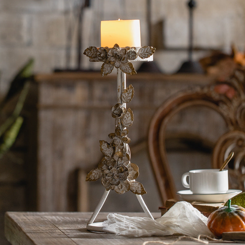 Olivenorma Retro Iron Antique Flower Decorative Candle Holder - image 3
