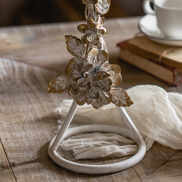 Olivenorma Retro Iron Antique Flower Decorative Candle Holder - image 4