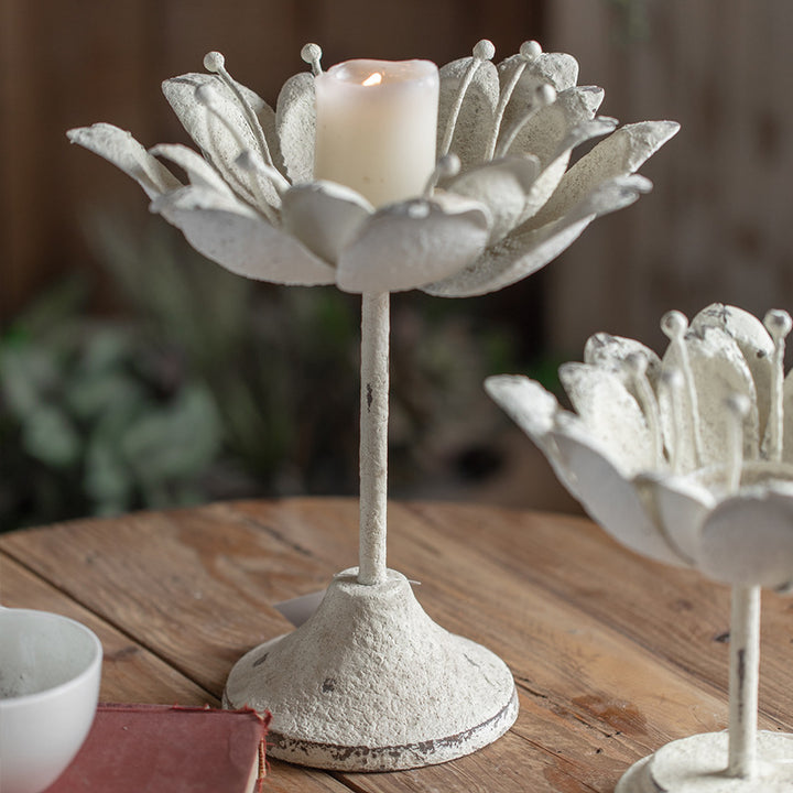 Olivenorma Carved Lotus Shaped Iron Candle Holder - image 4