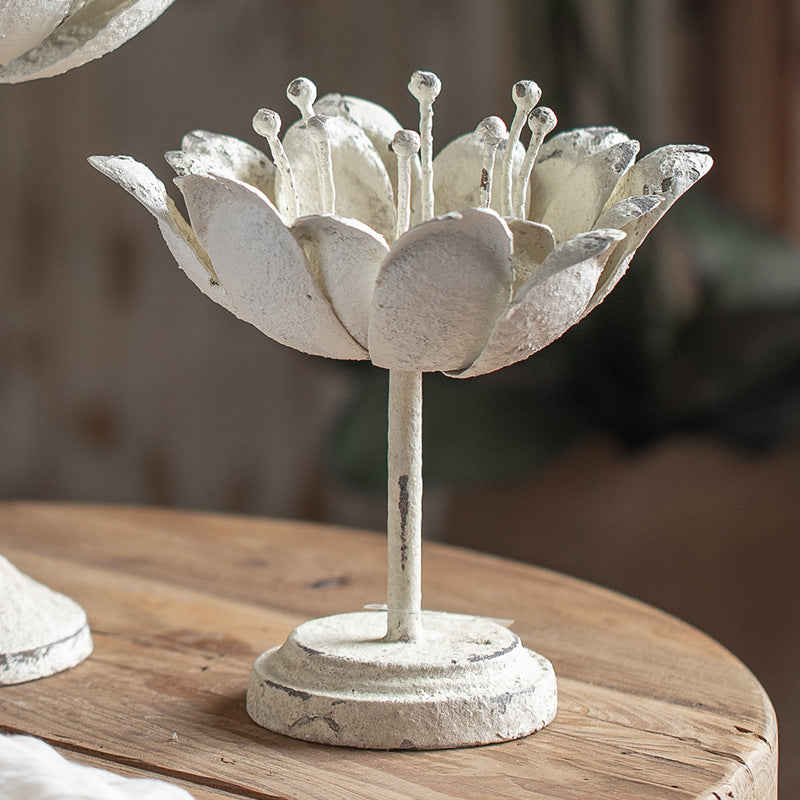 Olivenorma Carved Lotus Shaped Iron Candle Holder - image 3