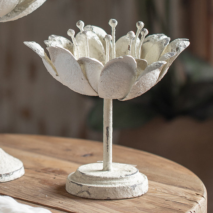 Olivenorma Carved Lotus Shaped Iron Candle Holder - image 3