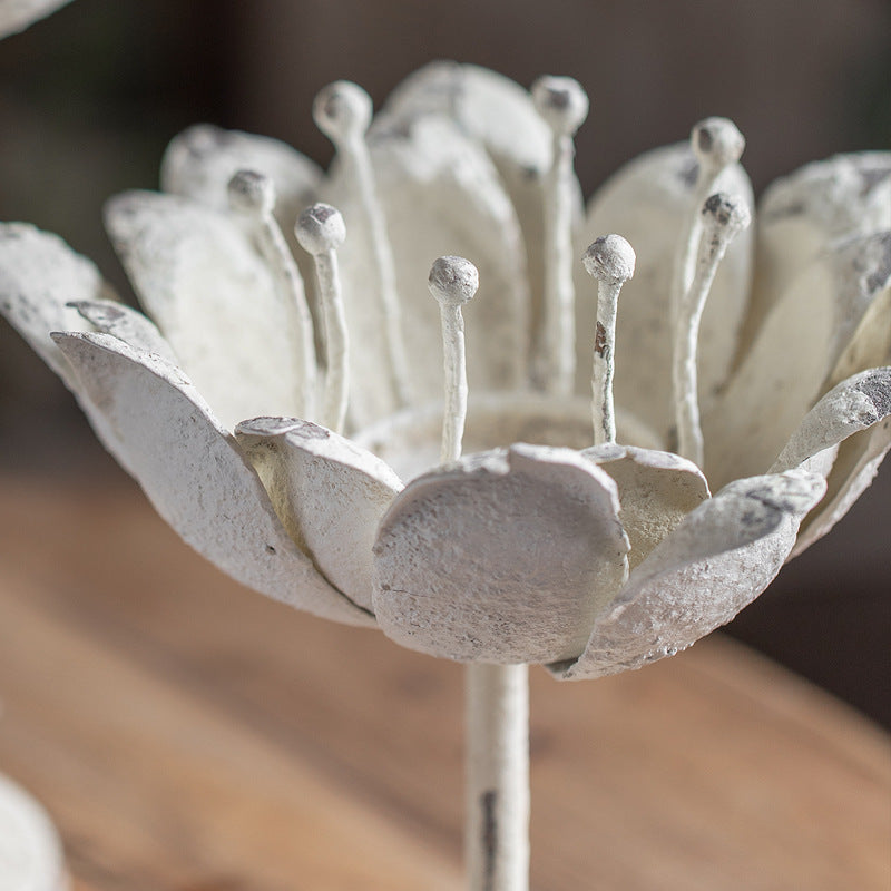 Olivenorma Carved Lotus Shaped Iron Candle Holder - image 2