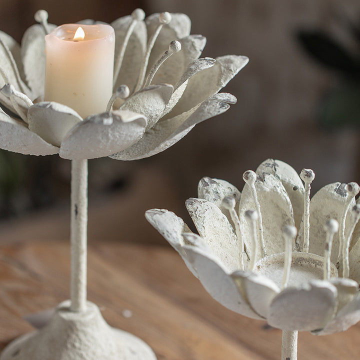 Olivenorma Carved Lotus Shaped Iron Candle Holder - image 5