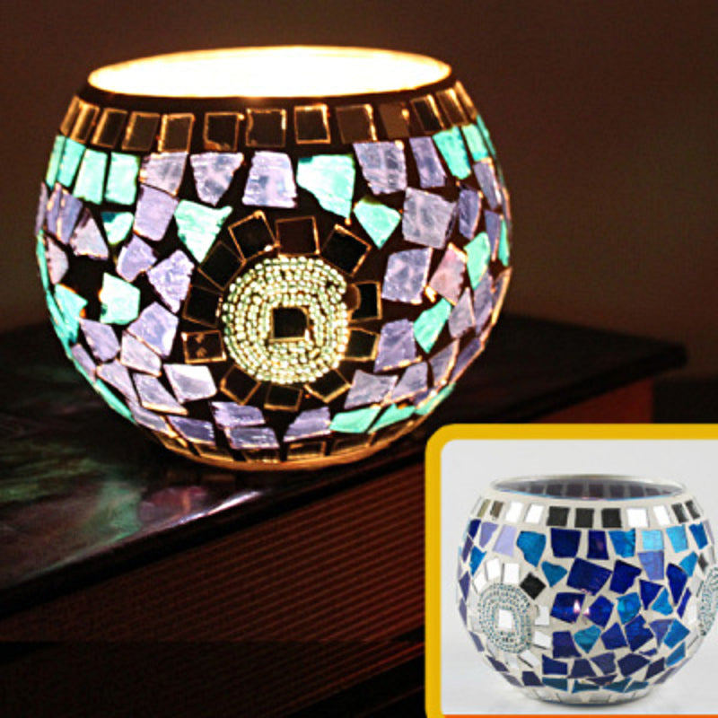 Olivenorma European Retro Glass Mosaic Candle Holder - Blue Ocean - image 2