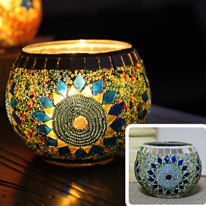 Olivenorma European Retro Glass Mosaic Candle Holder - Sunflowers - image 4