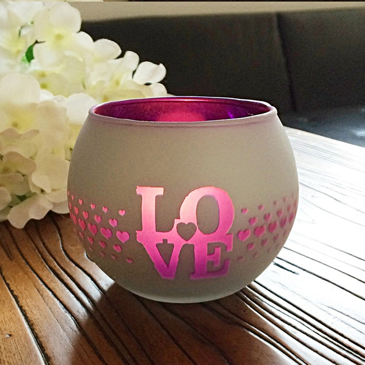 Olivenorma European Retro Glass Mosaic Candle Holder - Pink Electroplating LOVE - image 15