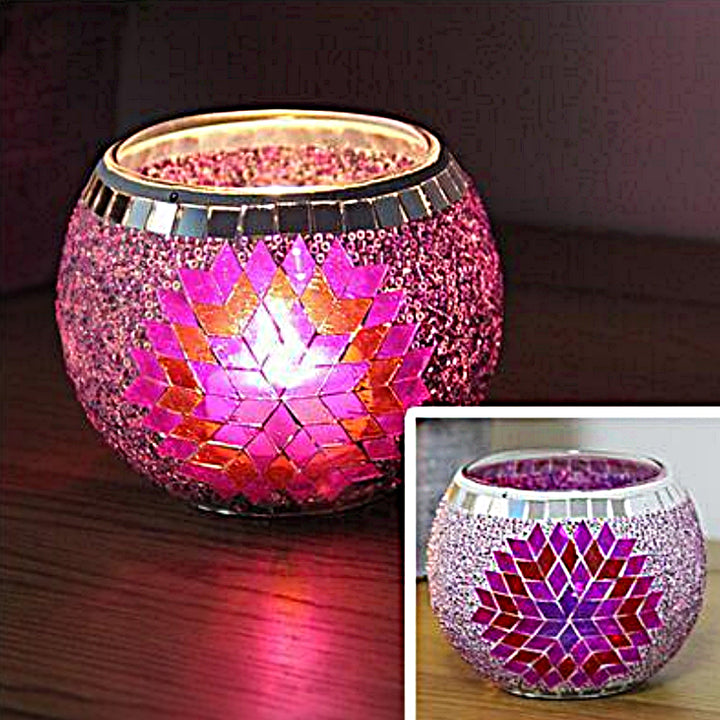 Olivenorma European Retro Glass Mosaic Candle Holder - Rose Red Flowers - image 22