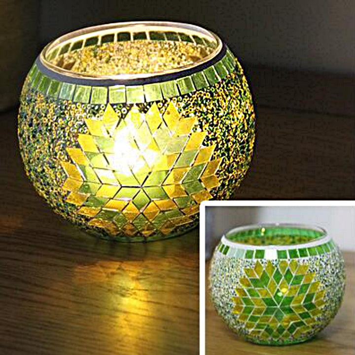 Olivenorma European Retro Glass Mosaic Candle Holder - Green Flowers - image 23