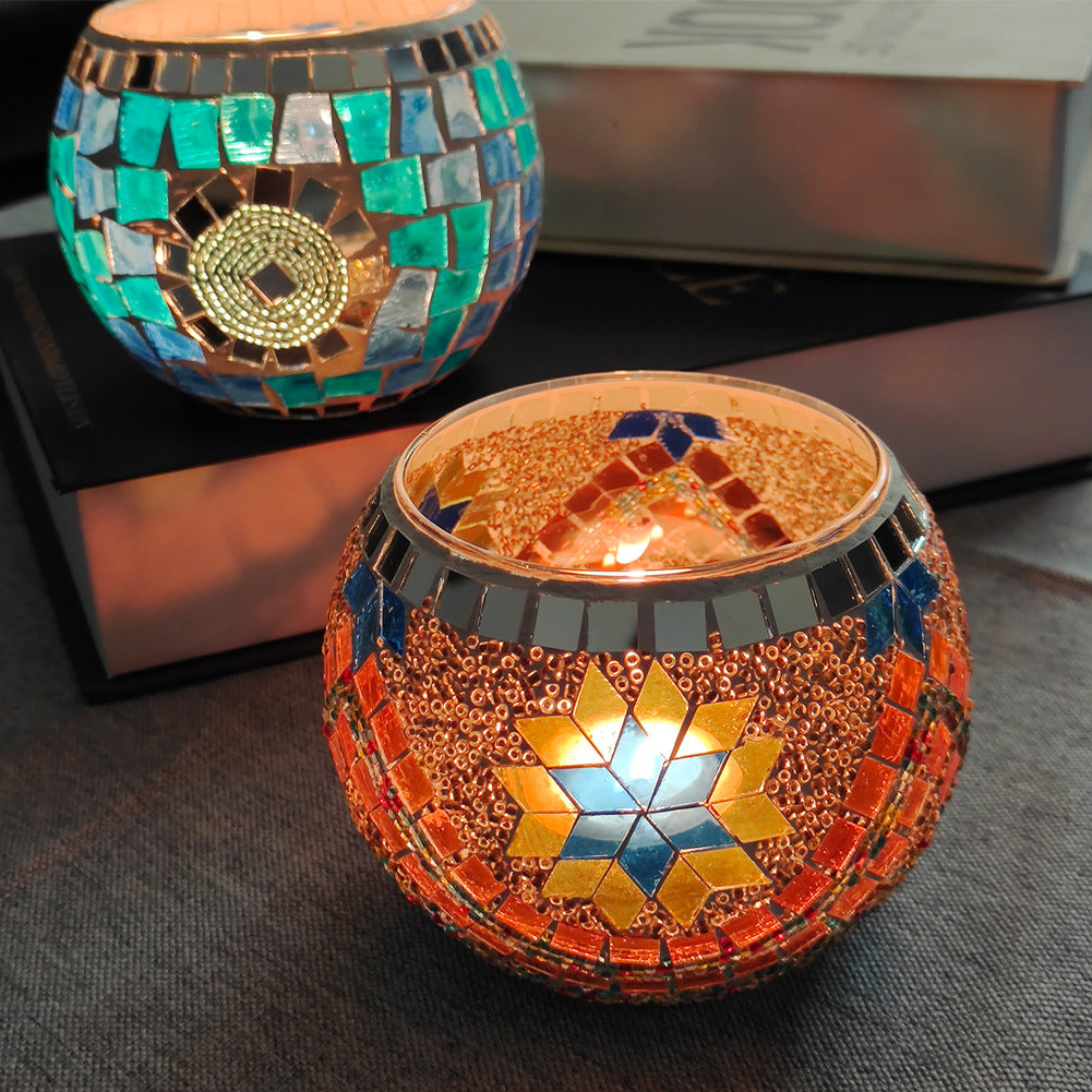 Olivenorma European Retro Glass Mosaic Candle Holder - image 30