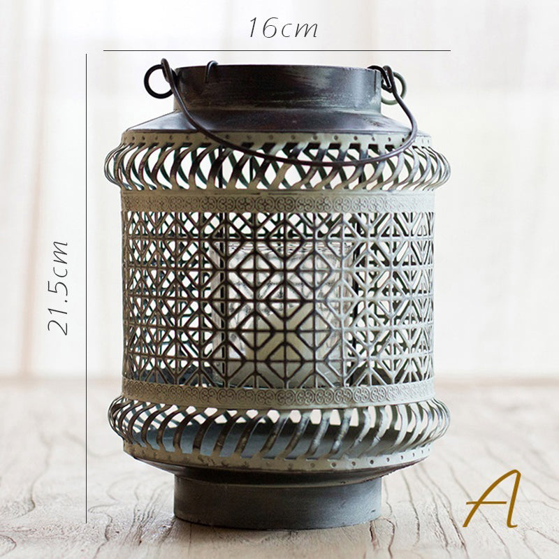 Olivenorma Distressed Iron Hollow Lantern Candle Holder - A: 21.5cm*16cm - image 1