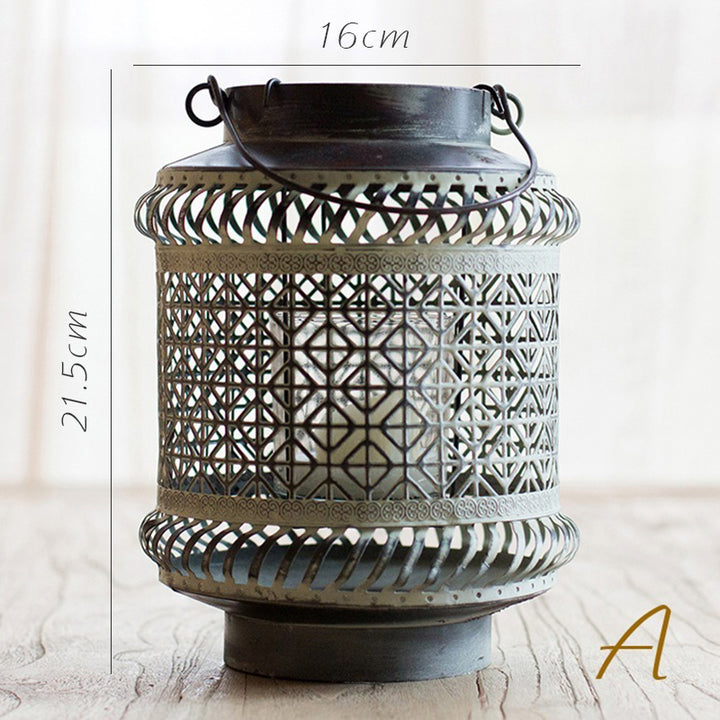 Olivenorma Distressed Iron Hollow Lantern Candle Holder - A: 21.5cm*16cm - image 1