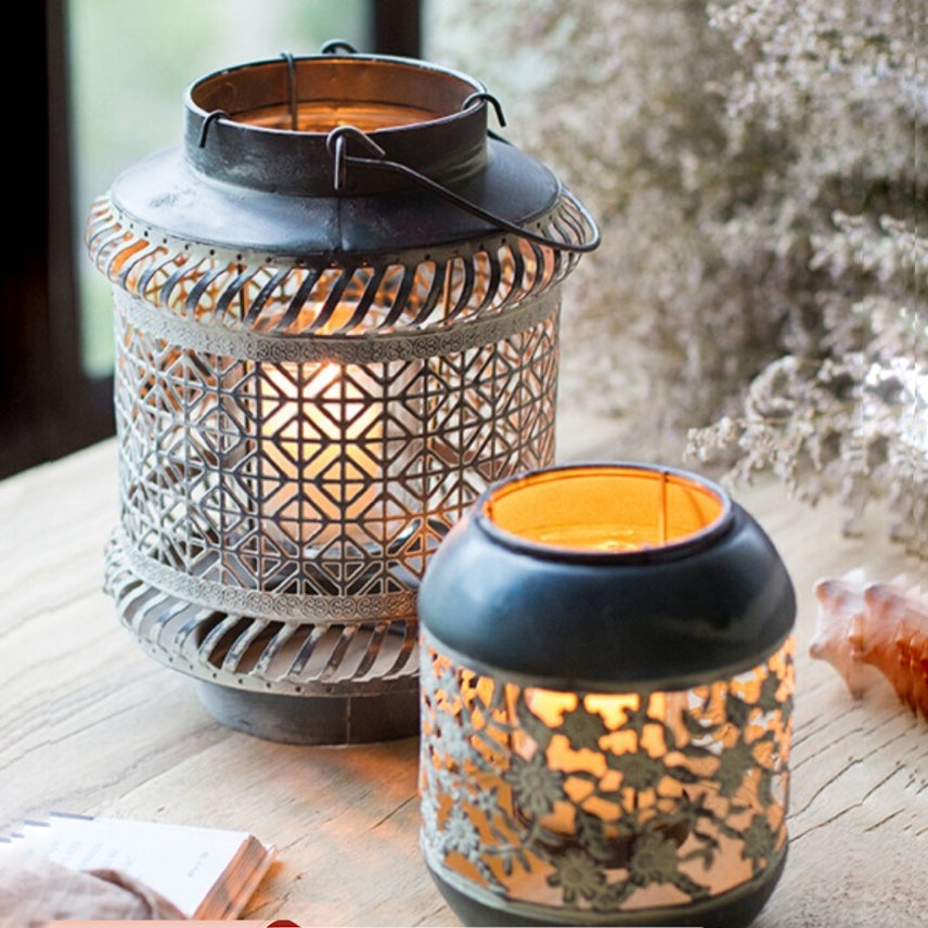 Olivenorma Distressed Iron Hollow Lantern Candle Holder - image 0