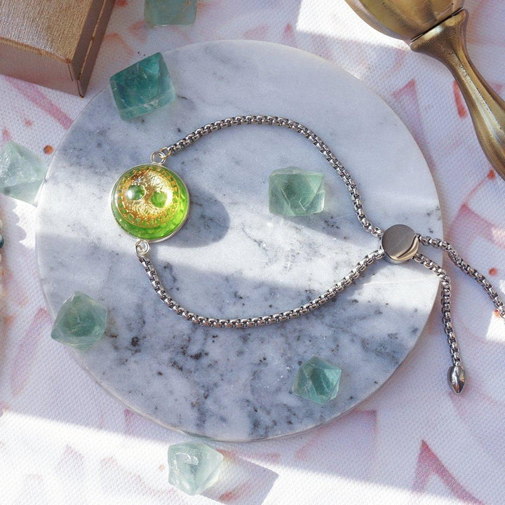 Olivenorma Peridot Pearl Tree Of Life Necklace Bracelet Jewelry Set - Tree of Life&Titanium Steel Bracelet: 16+5cm - image 8