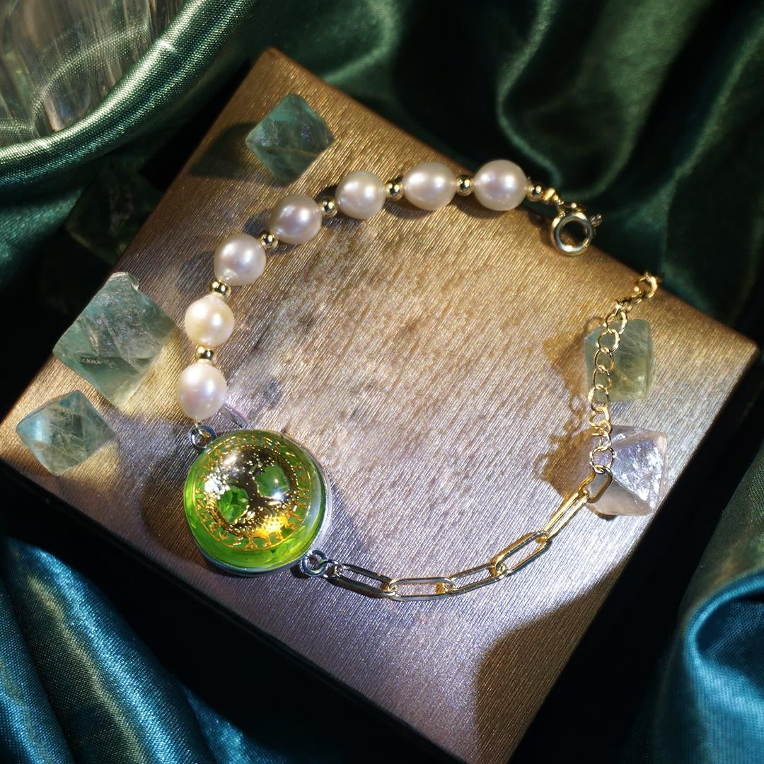 Olivenorma Peridot Pearl Tree Of Life Necklace Bracelet Jewelry Set - Freshwater Pearl&Tree of Life Bracelet: 16+5cm - image 5