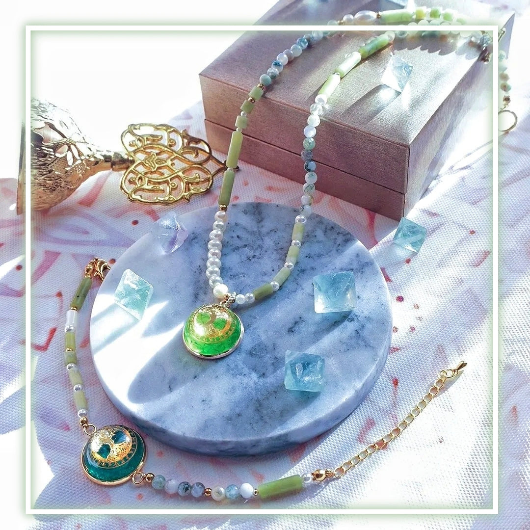 Olivenorma Peridot Pearl Tree Of Life Necklace Bracelet Jewelry Set - image 11
