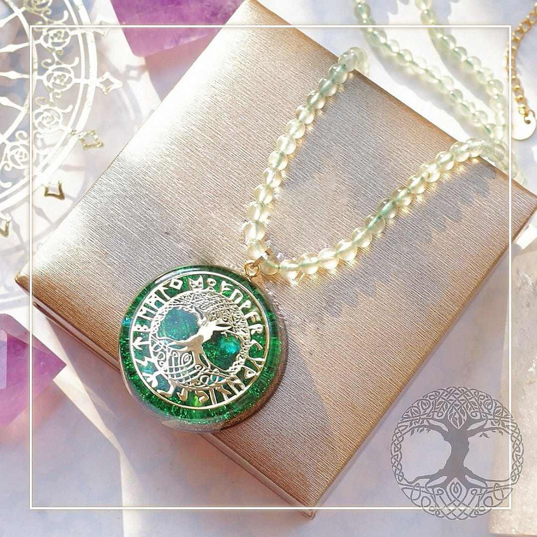 Olivenorma Peridot Pearl Tree Of Life Necklace Bracelet Jewelry Set - Peridot&Tree of Life Necklace: 53cm - image 3