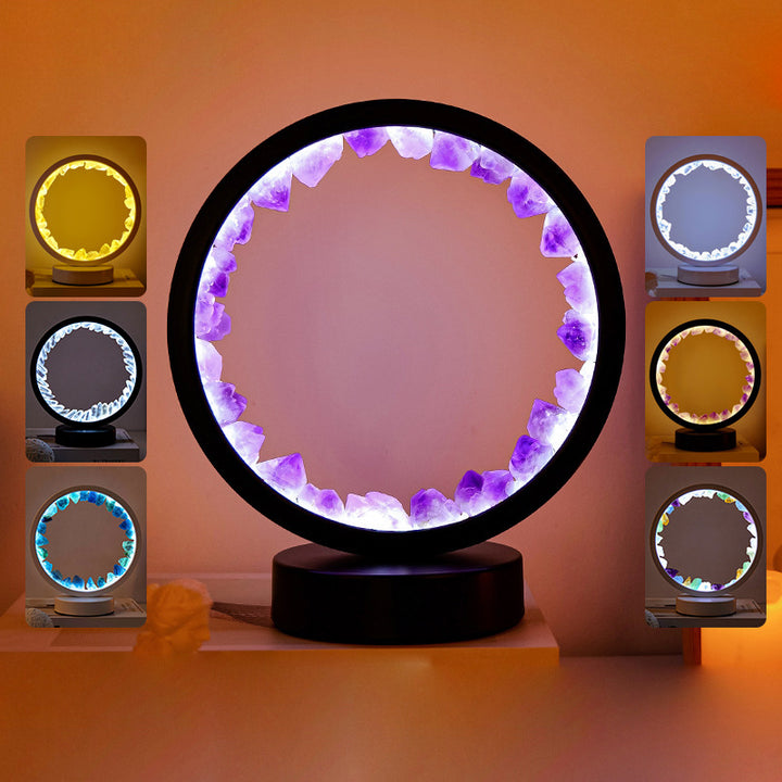 Natural Crystal Cluster Lamp Lights LED Decoration Rechargeable - Amethyst & Tricolor Light - image 10