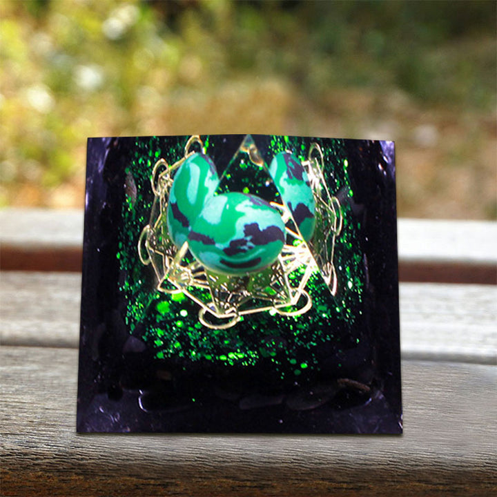 Olivenorma Malachite Obsidian Orgone Pyramid - image 4