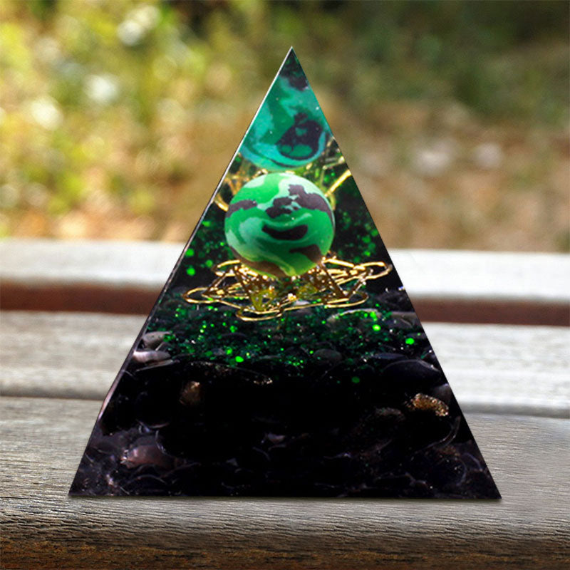 Olivenorma Malachite Obsidian Orgone Pyramid - 10cm * 10cm - YES PLEASE $8 - image 0