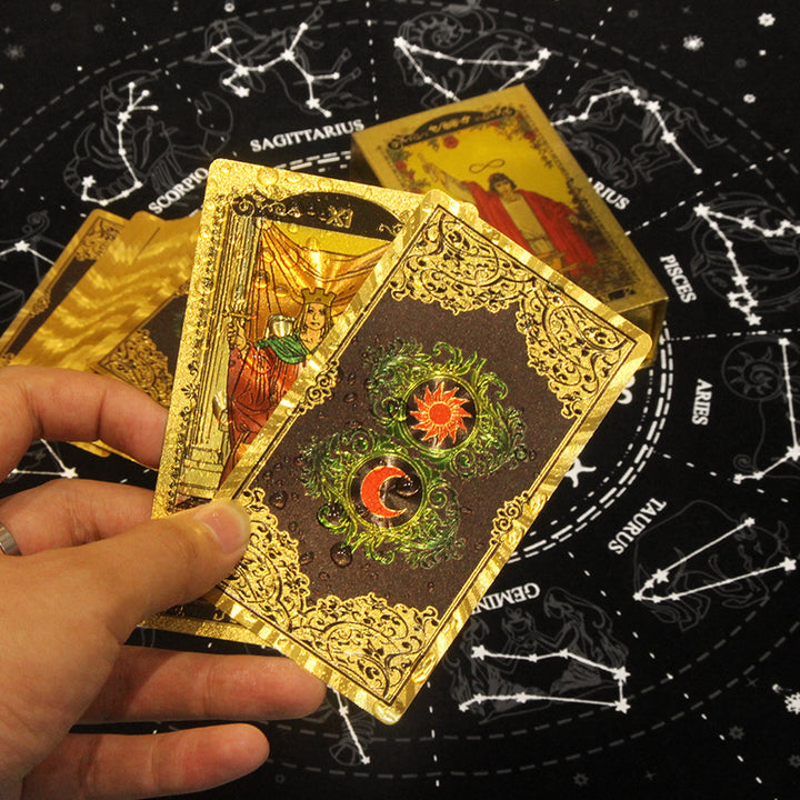 Olivenorma Red Green Sun Moon PET Waterproof Golden Tarot Card - image 4