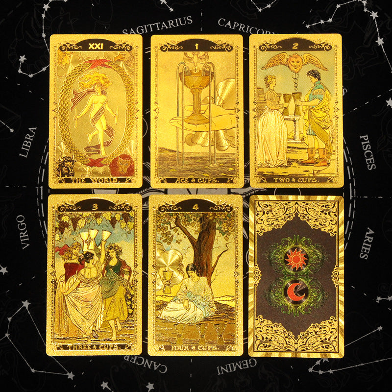 Olivenorma Red Green Sun Moon PET Waterproof Golden Tarot Card - image 2