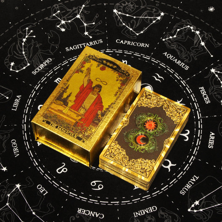 Olivenorma Red Green Sun Moon PET Waterproof Golden Tarot Card - image 0