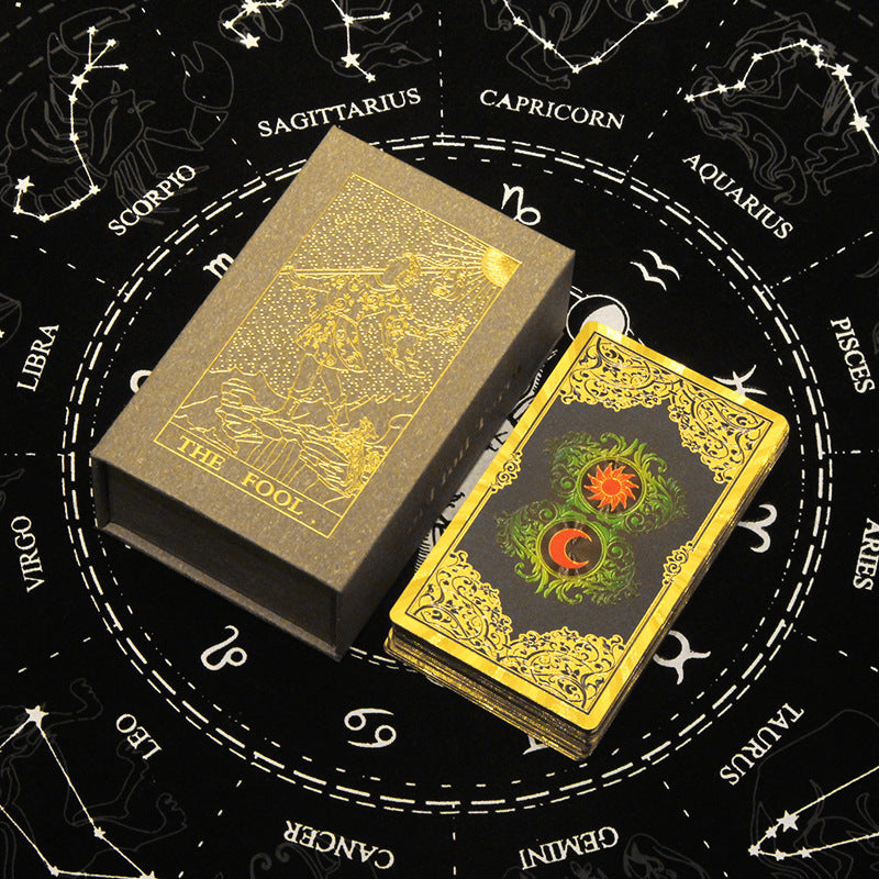 Olivenorma Red Green Sun Moon PET Waterproof Golden Tarot Card - image 7