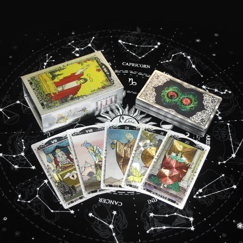 Olivenorma Red Green Sun Moon PET Waterproof Silver Tarot Card - image 3
