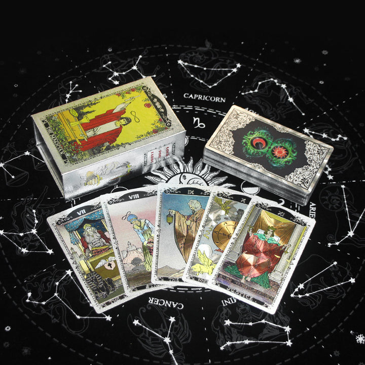 Olivenorma Red Green Sun Moon PET Waterproof Silver Tarot Card - image 3