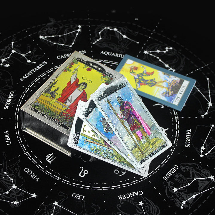 Olivenorma Red Green Sun Moon PET Waterproof Silver Tarot Card - image 6