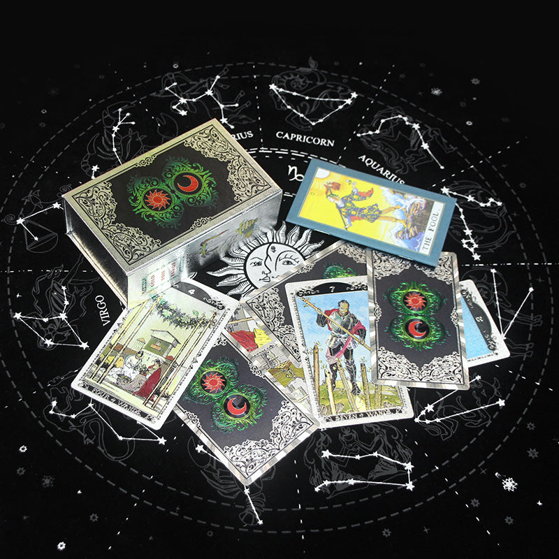 Olivenorma Red Green Sun Moon PET Waterproof Silver Tarot Card - image 4