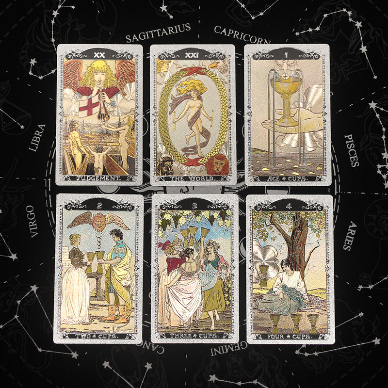 Olivenorma Red Green Sun Moon PET Waterproof Silver Tarot Card - image 2