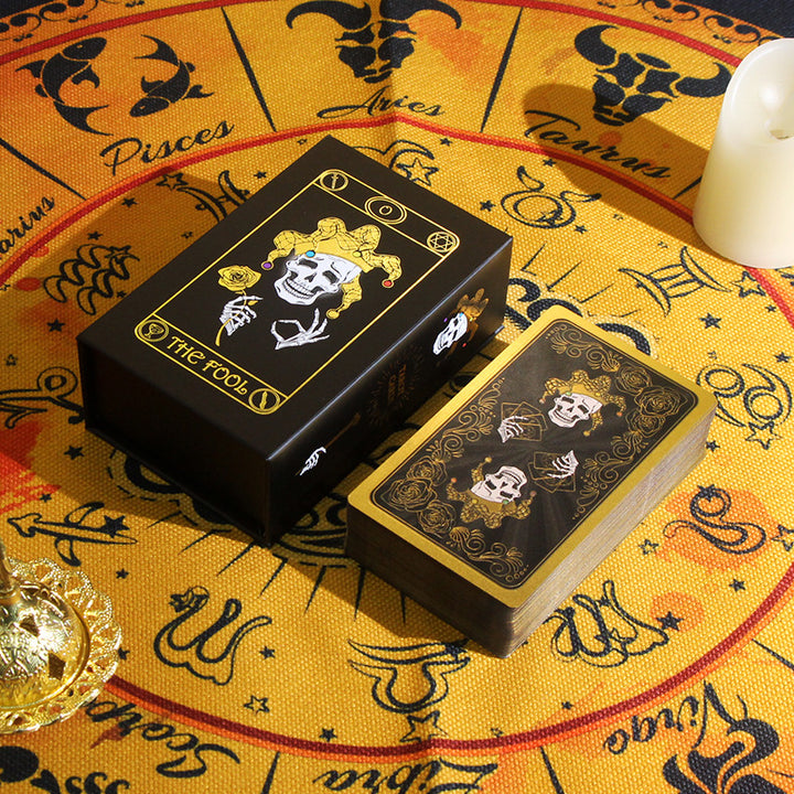 Olivenorma Skull Pattern Black Gold PVC Waterproof Tarot Card - Skull - image 0