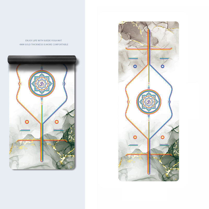 Olivenorma PU Rubber Color Printed Fitness Yoga Mat - Rainbow OM & Grey Green Ink - image 1