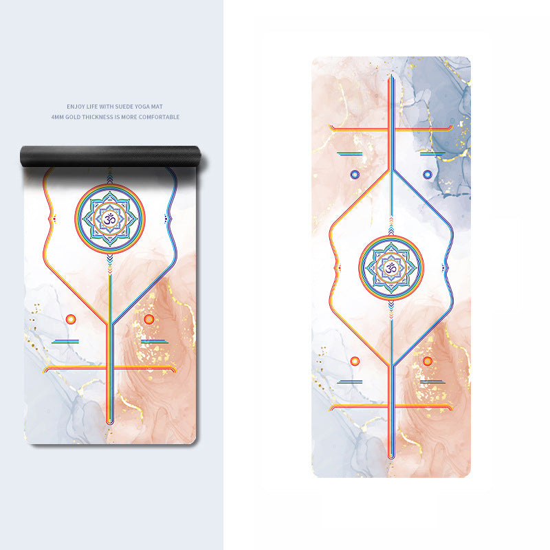 Olivenorma PU Rubber Color Printed Fitness Yoga Mat - Rainbow OM & Blue Orange Water Mist - image 6