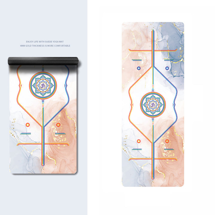 Olivenorma PU Rubber Color Printed Fitness Yoga Mat - Rainbow OM & Blue Orange Water Mist - image 6