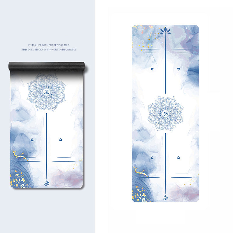 Olivenorma PU Rubber Color Printed Fitness Yoga Mat - Bronzing Blue OM & Lotus - image 20