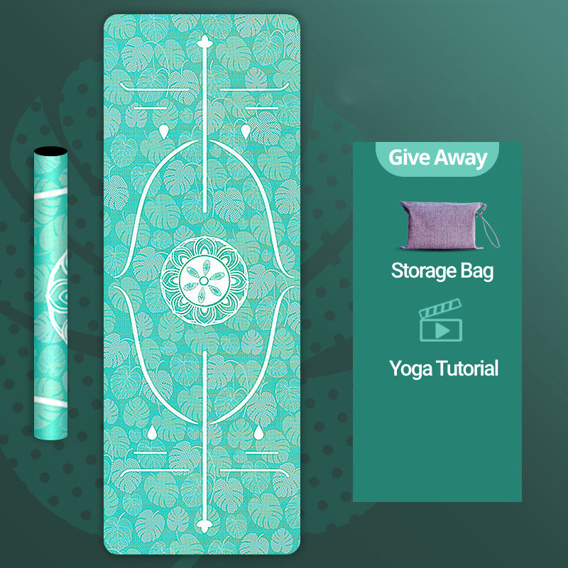 Olivenorma Deerskin Velvet Yoga 1.5mm Thin Yoga Mat - Green Leaf Posture Line - image 7