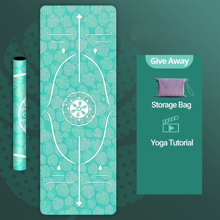 Olivenorma Deerskin Velvet Yoga 1.5mm Thin Yoga Mat - Green Leaf Posture Line - image 7